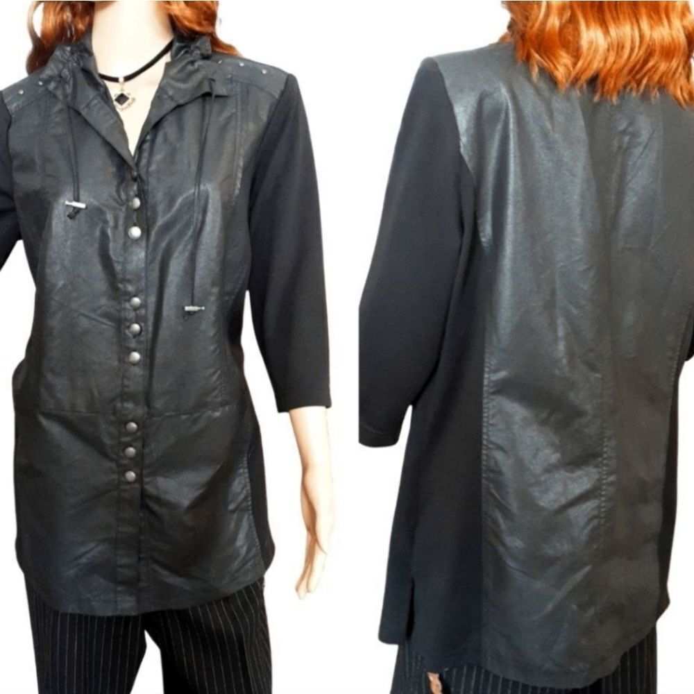 Alessa W Collection Coat  Faux Stretch Leather‎ NWOT sz 10